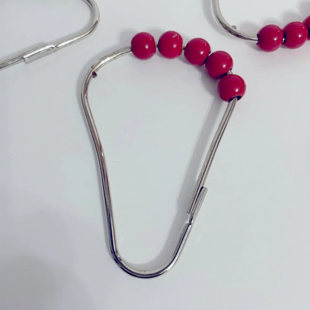 Red shower curtain hooks
